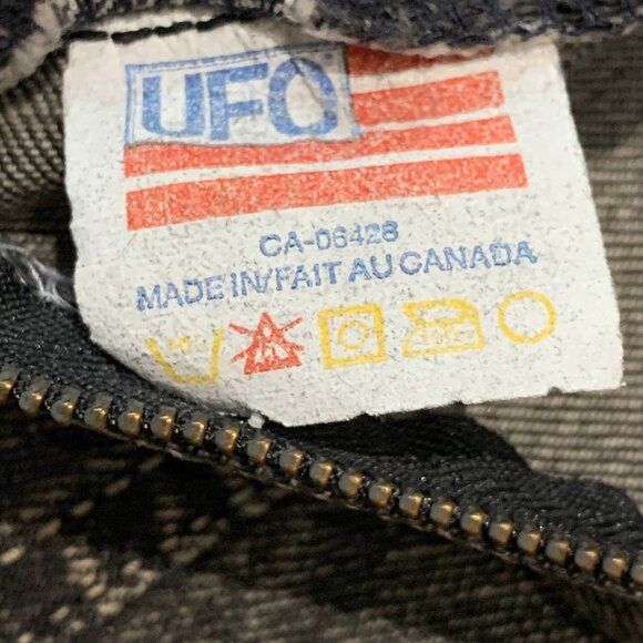 VINTAGE 1980s DEADSTOCK UFO Sport Black Denim Jean Mini Skirt Acid Wash Cotton - Picture 5 of 10